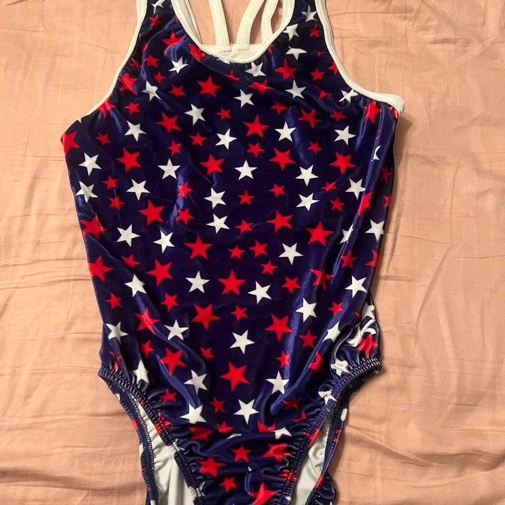 Navy Star Print One-Piece Swimsuit - Red & White Stars - Picture 3 of 16